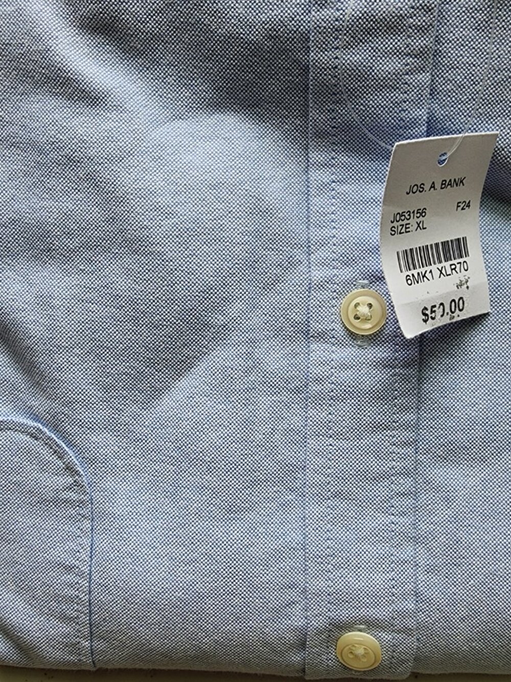 XL Blue Oxford Cloth Shirt Large Mens New Jos A Bank Button Down Collar Cotton - Picture 15 of 17